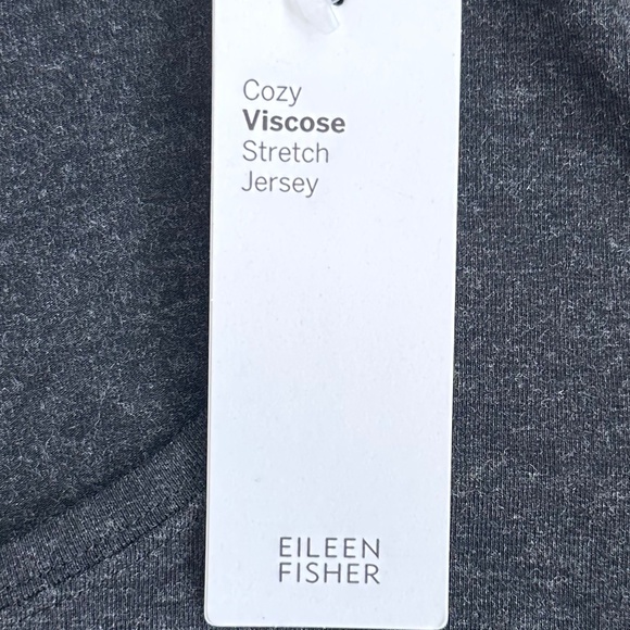 Eileen Fisher Stretch Jersey Long Sleeve Top Charcoal Med Casual Cozy Soft NWT - Picture 5 of 12